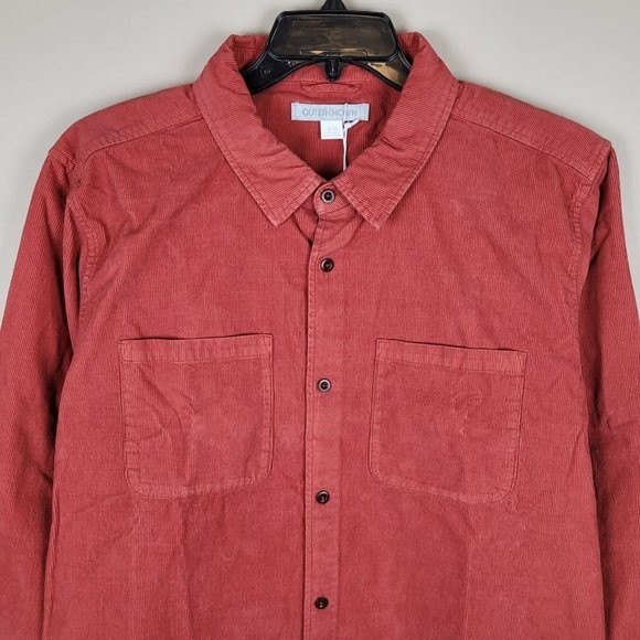 OUTERKNOWN $128 Townes Corduroy Button Shirt Henna Red Long Sleeve Size XL - Picture 4 of 13